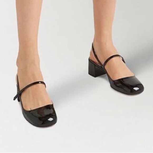 NIB NWT Black sling back Mary Jane Heels - Picture 2 of 5